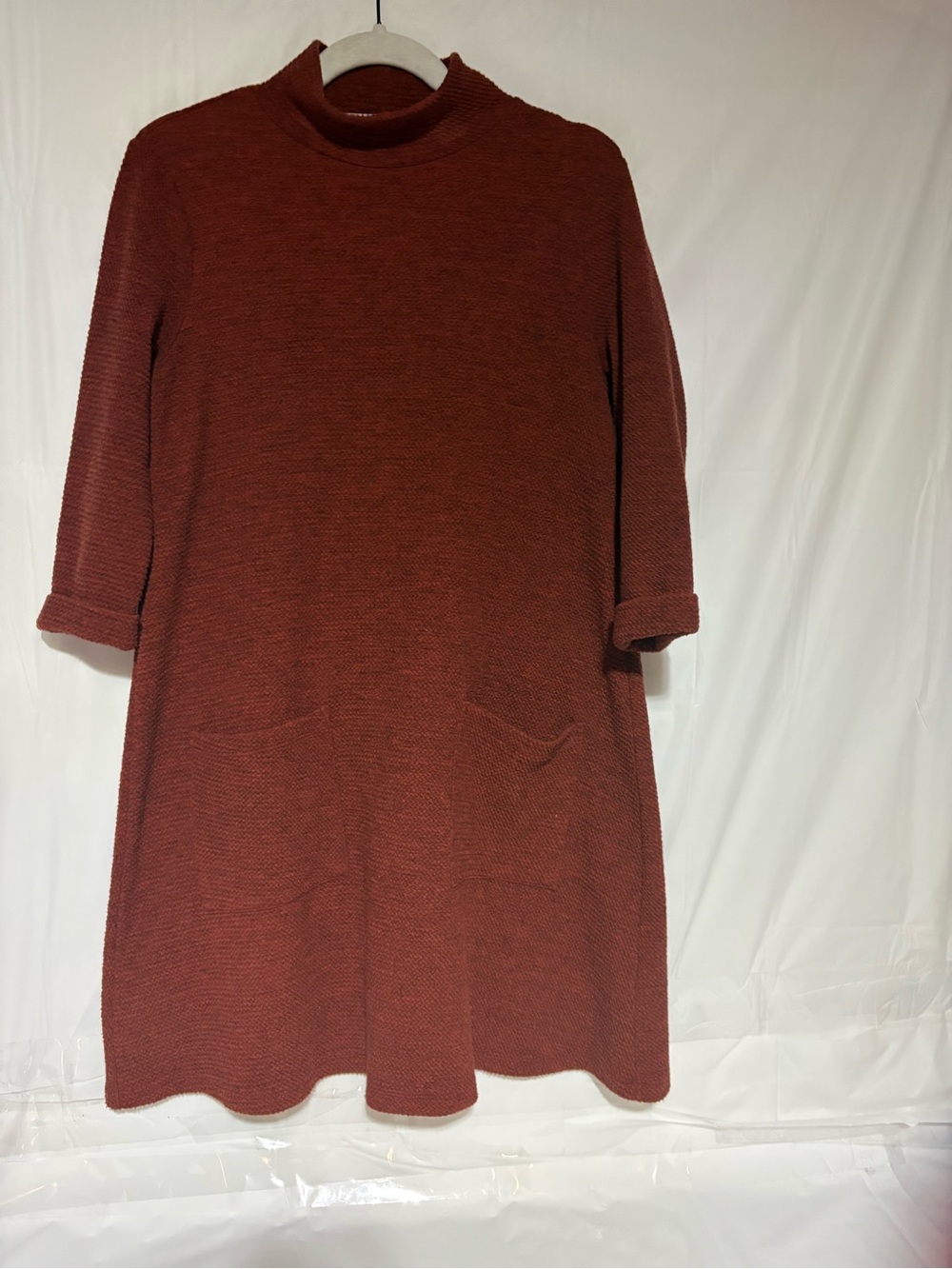 Everly Long-Sleeve Swing Dress in Rust